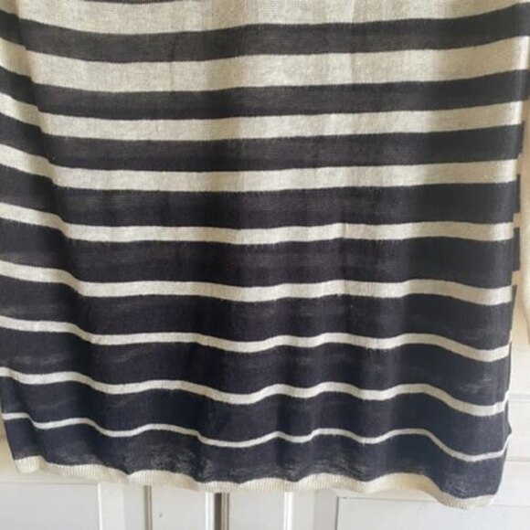 Cynthia Rowley Women’s Sz M Linen Blend Pullover Sweater Cream Black Stripe - Picture 6 of 9
